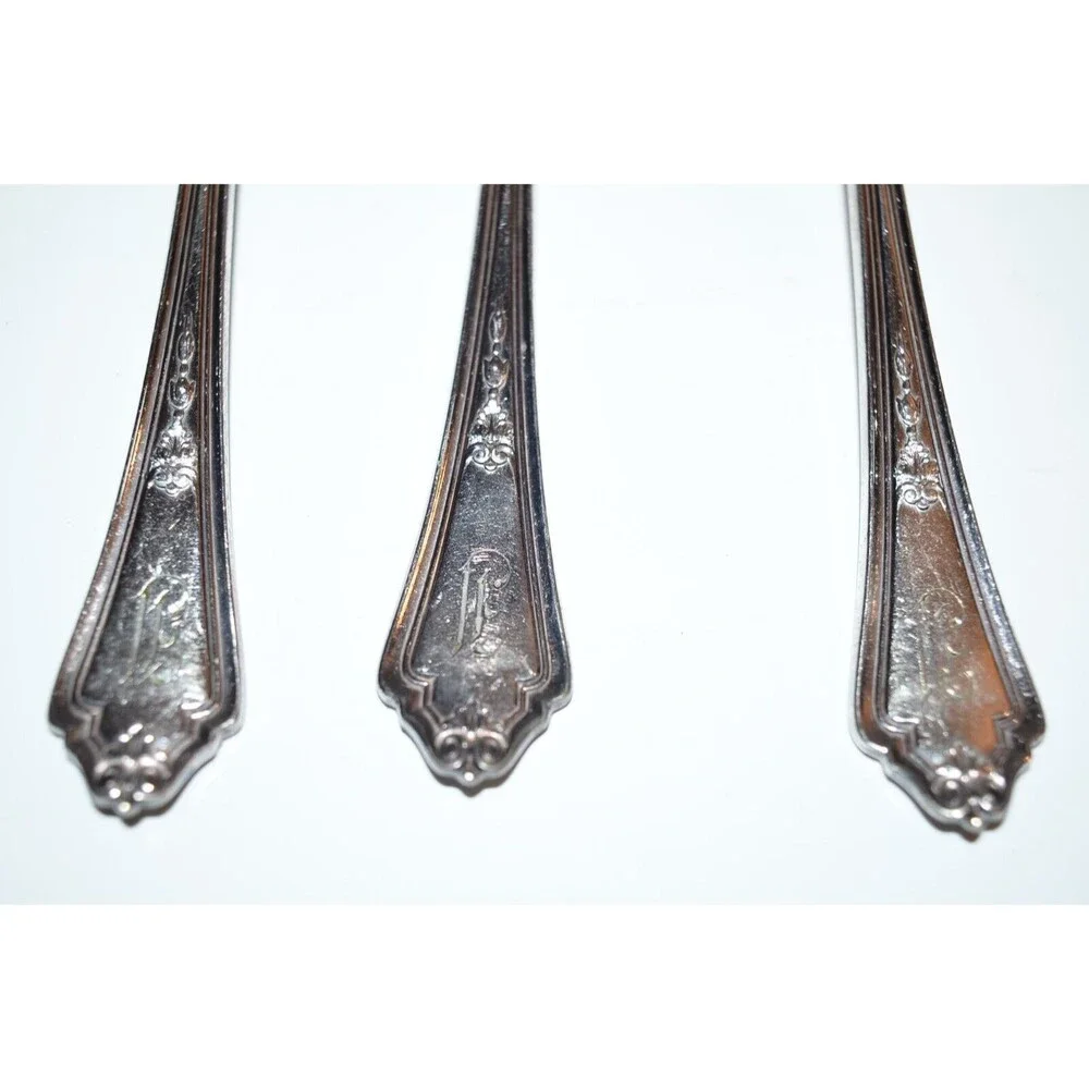 Gorham SHELBURNE Silverplate GM‎ Co Salad Dessert Forks Monogram E 3pc